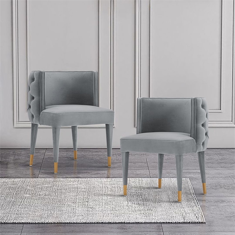 Manhattan Comfort Maya Dining Chair with Solid Wood Frame in Gray