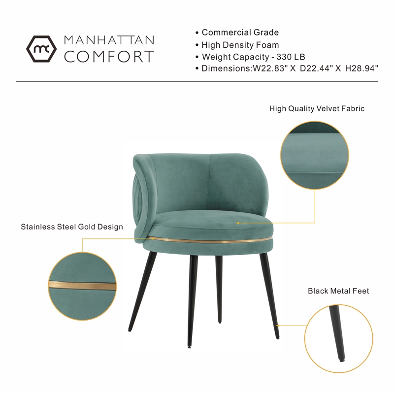 Manhattan Comfort Kaya Dining Chair with Solid Wood Frame in Mint Green