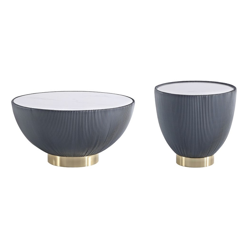 Anderson Coffee Table and End Table 2.0 with Steel Frame in Gray - Set of 2