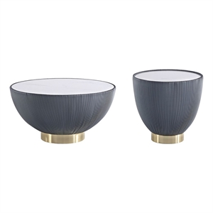Anderson Coffee Table and End Table 2.0 with Steel Frame in Gray - Set of 2