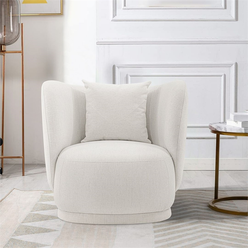 Siri 2 Piece Sofa and Accent Chair Set with Solid Wood Frame in Cream
