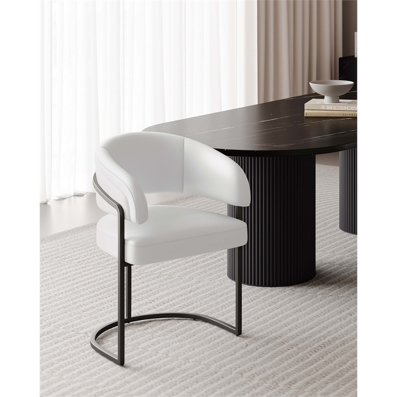 Manhattan Comfort Augusta Dining Chair with Metal Frame in White