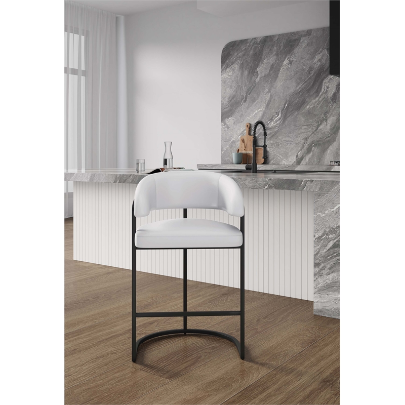 Manhattan Comfort Augusta Counter Stool with Metal Base in White