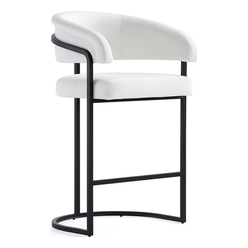 Manhattan Comfort Augusta Counter Stool with Metal Base in White