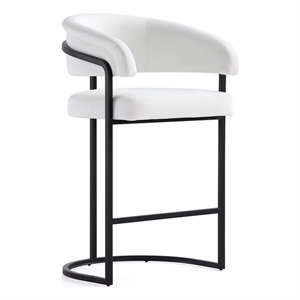 Manhattan Comfort Augusta Counter Stool with Metal Base in White