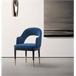 Manhattan Comfort Carrington Dining Armchair with Solid Wood Frame in Blue