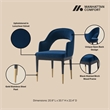 Manhattan Comfort Carrington Dining Armchair with Solid Wood Frame in Blue