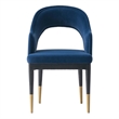Manhattan Comfort Carrington Dining Armchair with Solid Wood Frame in Blue