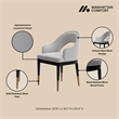 Manhattan Comfort Carrington Dining Armchair with Solid Wood Frame in Light Gray