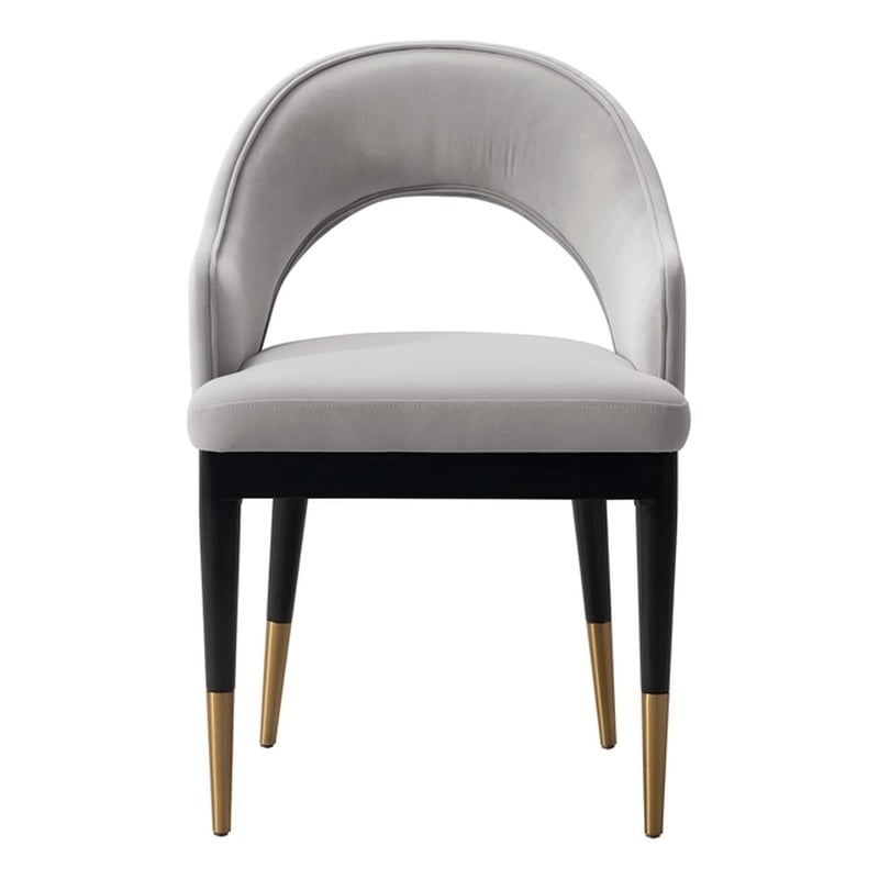 Manhattan Comfort Carrington Dining Armchair with Solid Wood Frame in Light Gray