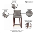 Manhattan Comfort Shubert Counter Stool with Solid Wood Frame in Dark Taupe