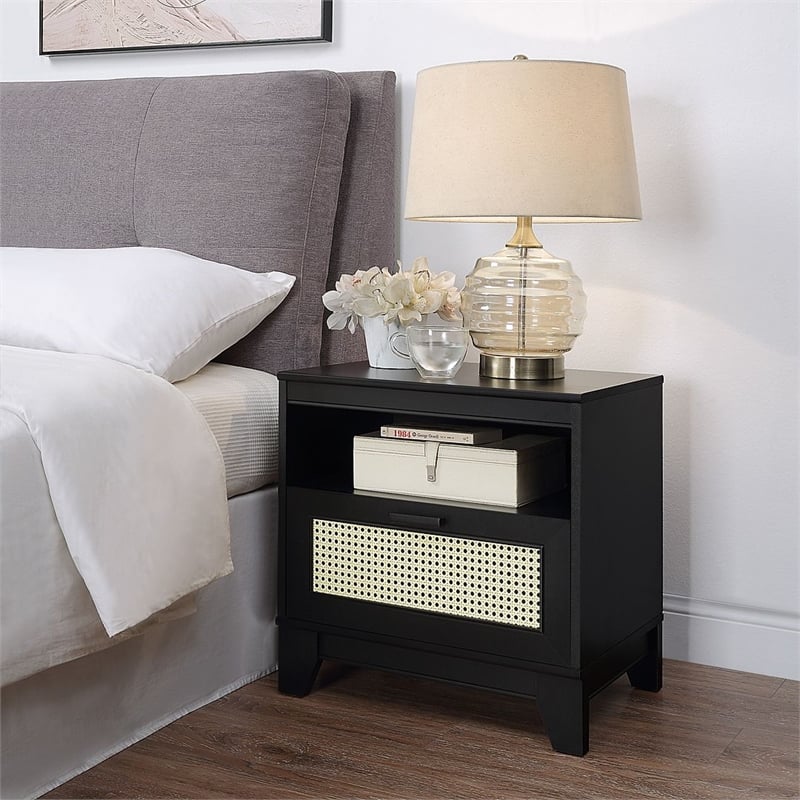 Manhattan Comfort Sheridan Nightstand made from Engineered Wood in Black