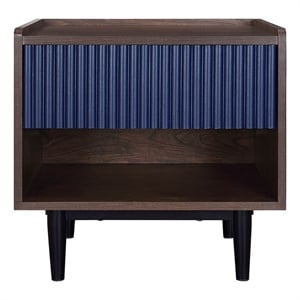 Manhattan Comfort Duane Nightstand from Engineered Wood - Dark Brown & Navy Blue