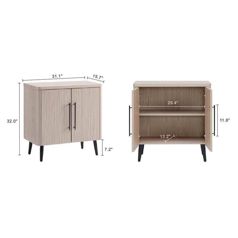 Manhattan Comfort Jodie Accent Cabinet made from Engineered Wood in Light Oak