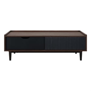 Manhattan Comfort Duane Coffee Table - Engineered Wood - Dark Brown & Black