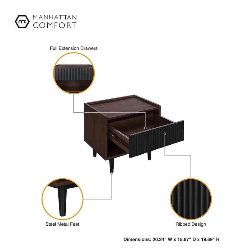 Duane End Table and Coffee Table from Engineered Wood in Dark Brown & Black