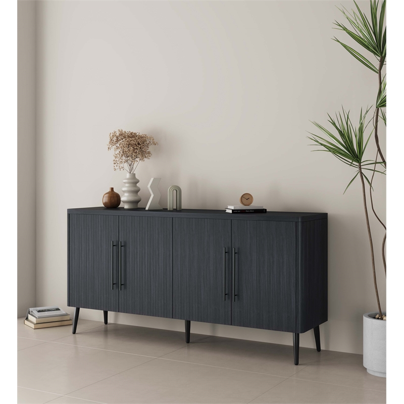 Manhattan Comfort Jodie Sideboard made from Engineered Wood in Charcoal Gray