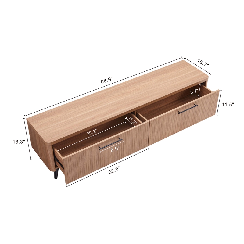 Manhattan Comfort Jodie TV Stand made from Engineered Wood in Maple