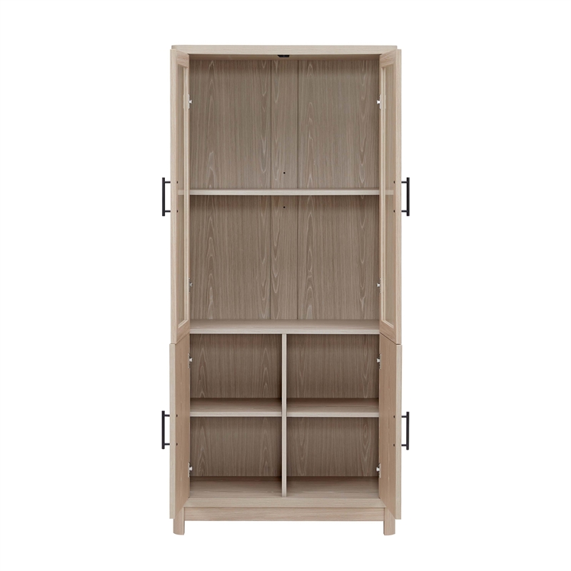 Manhattan Comfort Jodie Bookcase made from Engineered Wood in Light Oak