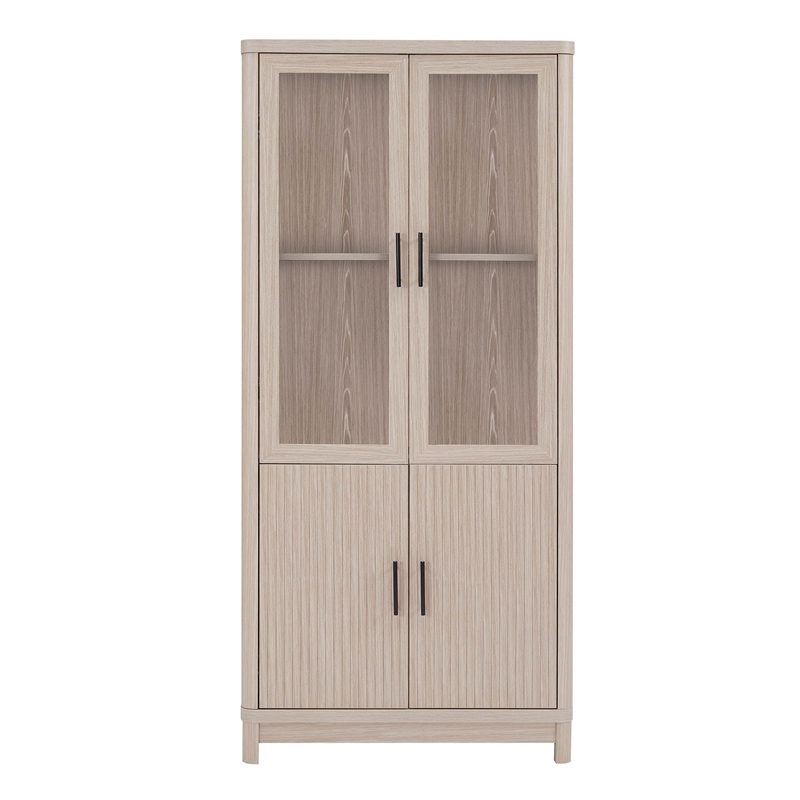 Manhattan Comfort Jodie Bookcase made from Engineered Wood in Light Oak