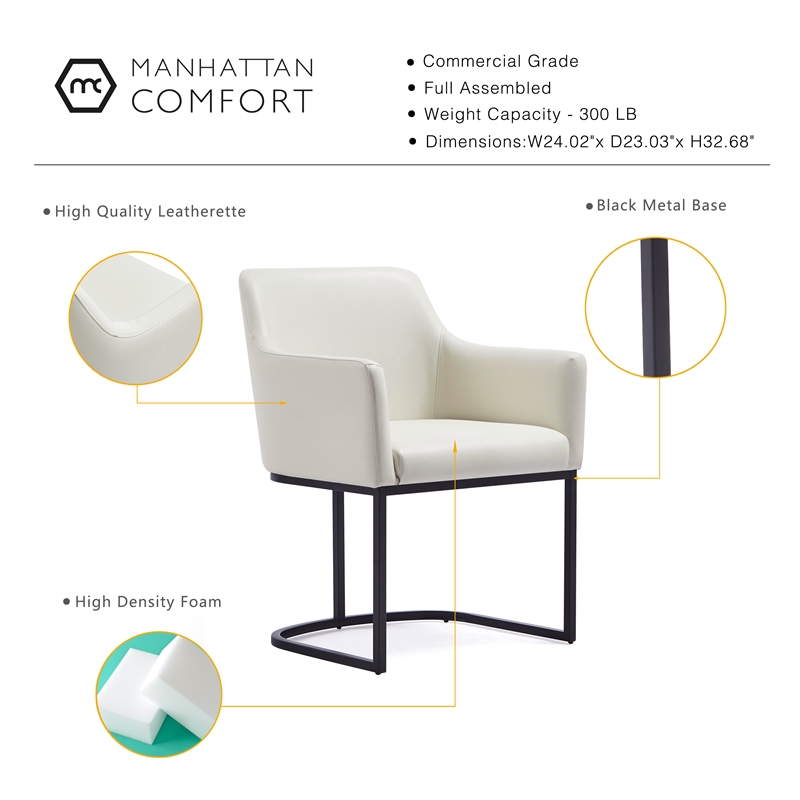 Manhattan Comfort Serena Dining Armchair with Steel Frame in Cream