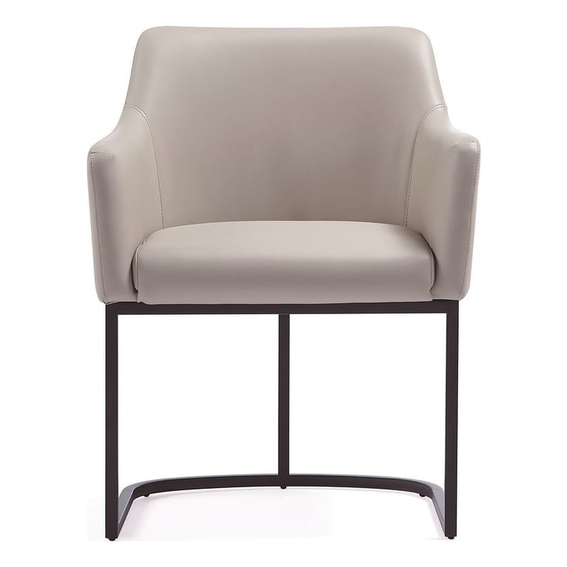 Manhattan Comfort Serena Dining Armchair with Steel Frame in Light Gray