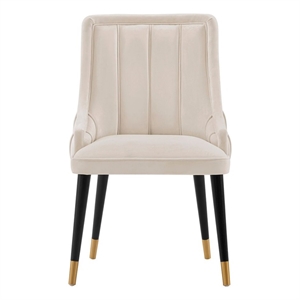 Manhattan Comfort Eda Dining Chair with Solid Wood Frame in Cream