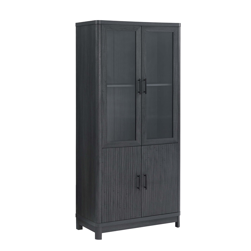 Manhattan Comfort Jodie Bookcase made from Engineered Wood in Charcoal Gray