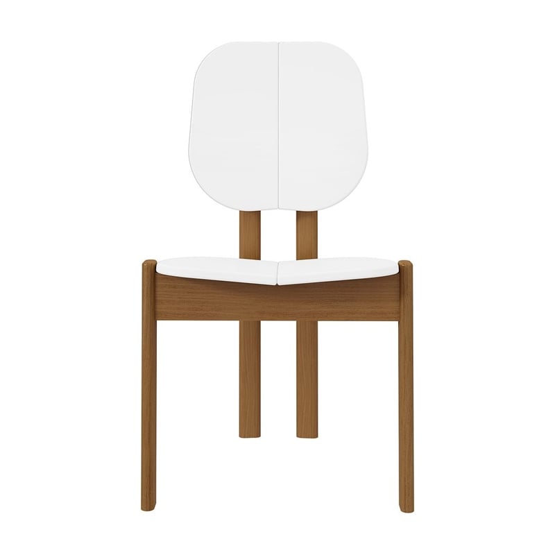 Manhattan Comfort Gales Dining Chair with Solid Wood Legs in White - Set of 2