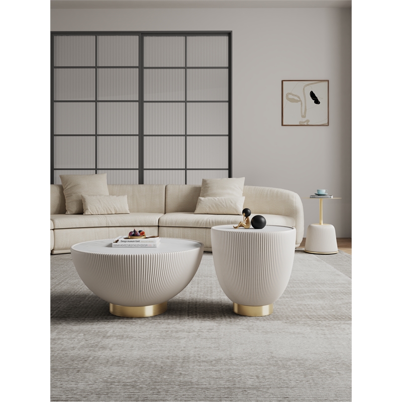 Anderson Coffee Table End Table 1.0 and End Table 2.0 in Cream - Set of 3