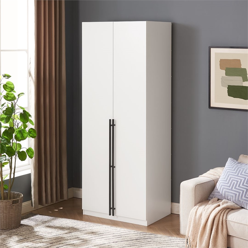 Manhattan Comfort Lee Wardrobe Closet 1.0 from Engineered Wood in White