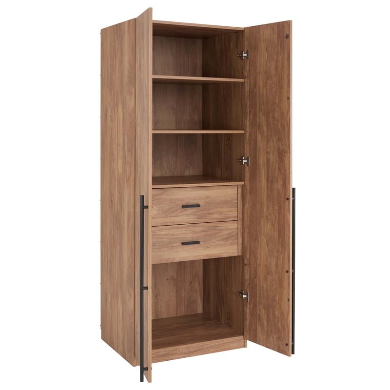 Manhattan Comfort Lee Wardrobe Closet 1.0 from Engineered Wood in Golden Brown
