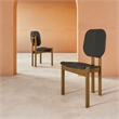 Manhattan Comfort Gales Dining Chair with Solid Wood Legs in Black- Set of 2