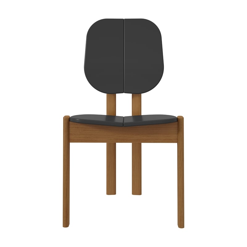 Manhattan Comfort Gales Dining Chair with Solid Wood Legs in Black- Set of 2