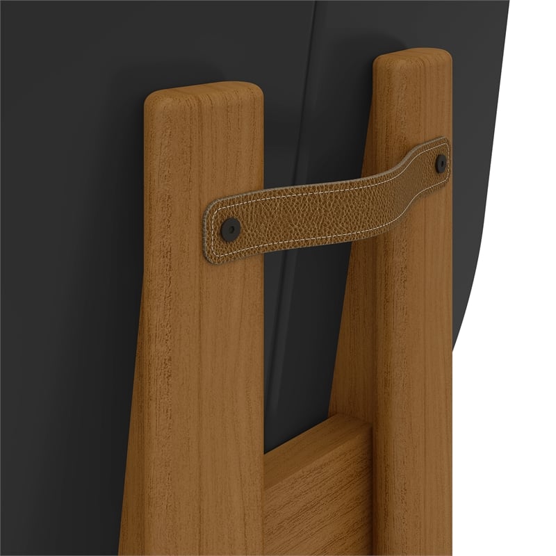 Manhattan Comfort Gales Dining Chair with Solid Wood Legs in Black- Set of 2