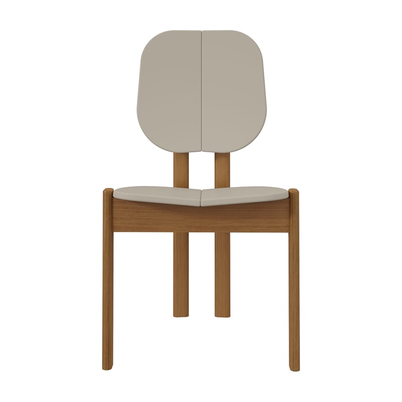 Manhattan Comfort Gales Dining Chair with Solid Wood Legs in Beige - Set of 2