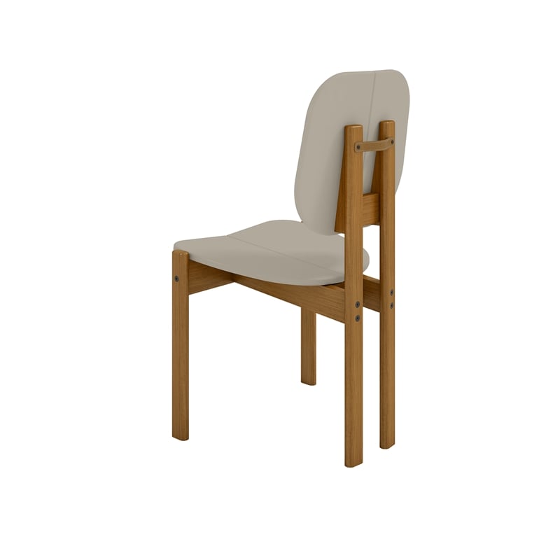 Manhattan Comfort Gales Dining Chair with Solid Wood Legs in Beige - Set of 2