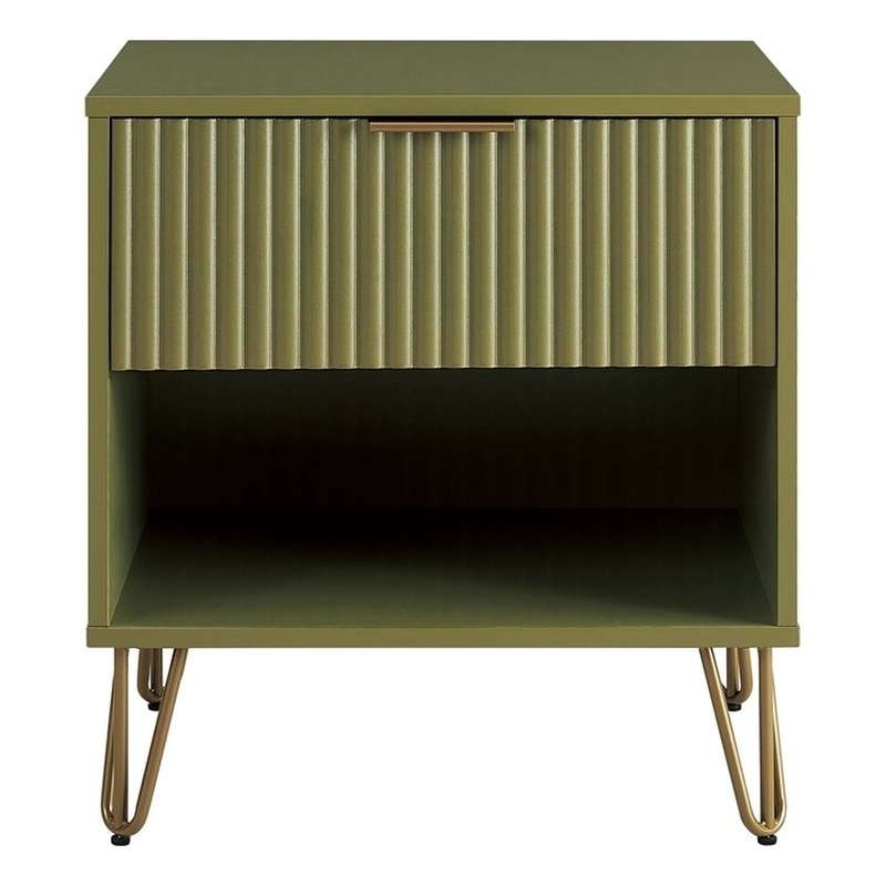 Manhattan Comfort DUMBO 1.0 Nightstand made from Engineered Wood - Olive Green