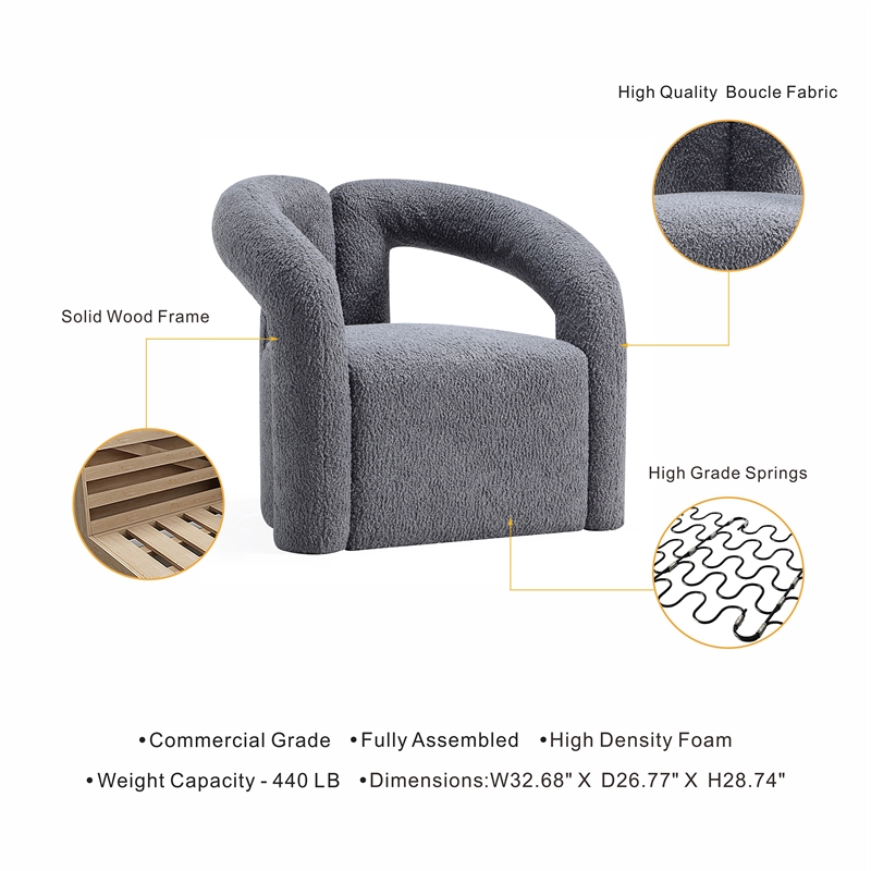 Manhattan Comfort Darian Solid Wood Frame Accent Chair in Gray