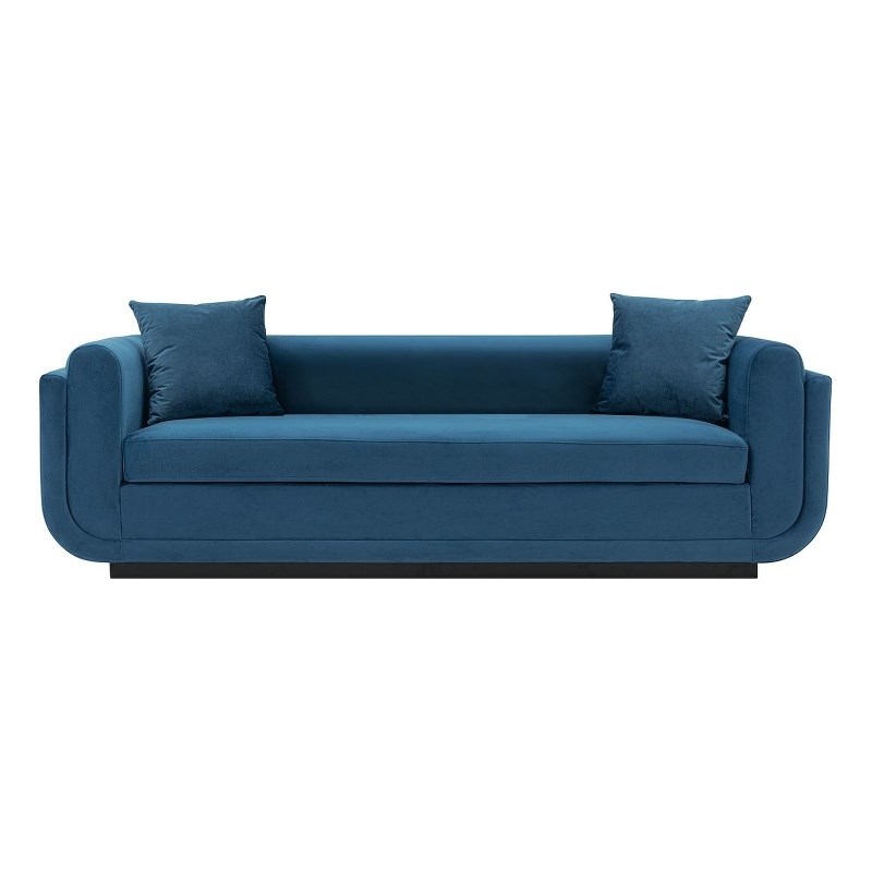 Manhattan Comfort Edmonda Sofa with Solid Wood Frame in Sapphire Blue