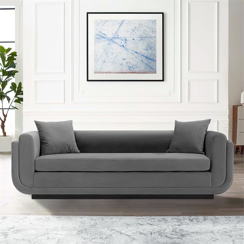Manhattan Comfort Edmonda Sofa with Solid Wood Frame in Dark Gray