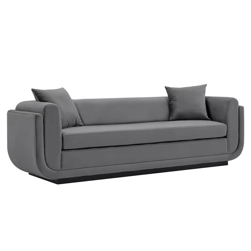 Manhattan Comfort Edmonda Sofa with Solid Wood Frame in Dark Gray