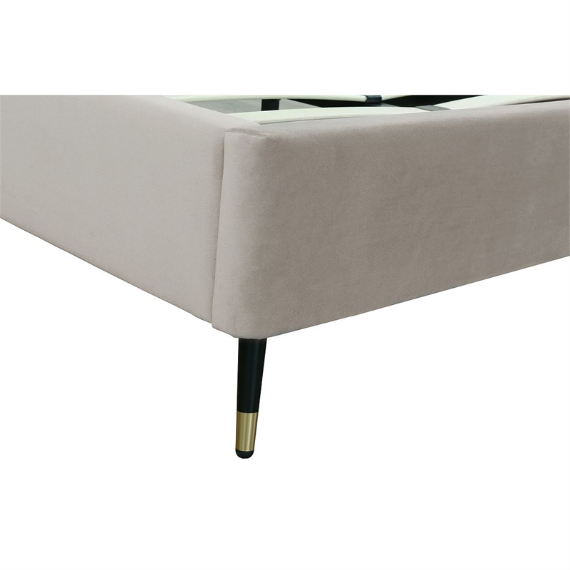 Manhattan Comfort Crosby Solid Wood Frame Twin-Size Bed in Beige