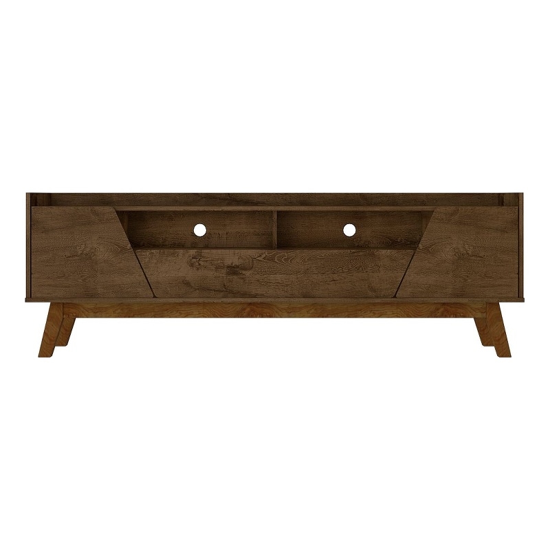 Manhattan Comfort Marcus 70.86 TV Stand from Engineered Wood in Rustic Brown