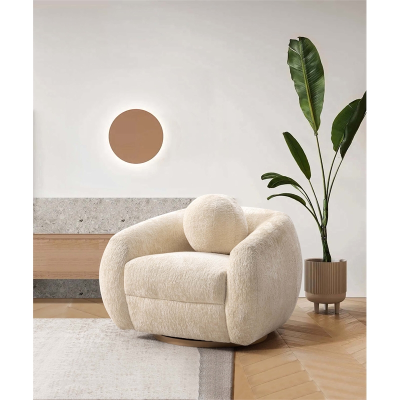 Manhattan Comfort Tribeca Accent Chair with Solid Wood Frame in Cream