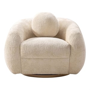Manhattan Comfort Tribeca Accent Chair with Solid Wood Frame in Cream