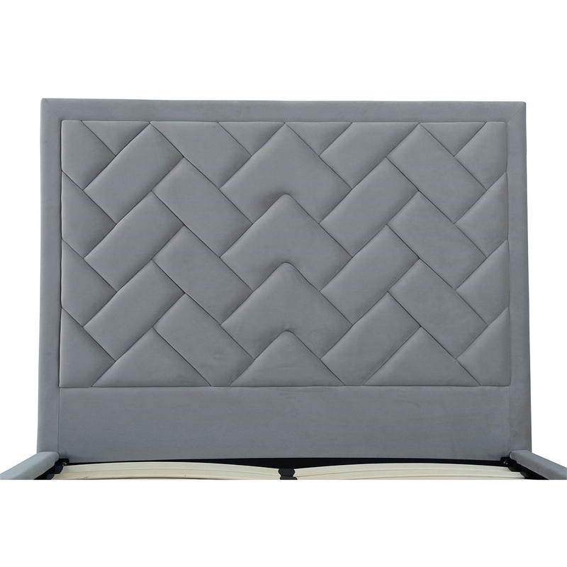 Manhattan Comfort Crosby Full-Size Bed with Solid Wood Frame in Gray