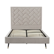 Manhattan Comfort Crosby Full-Size Bed with Solid Wood Frame in Beige
