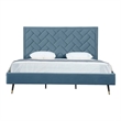 Manhattan Comfort Crosby King-Size Bed with Solid Wood Frame in Blue
