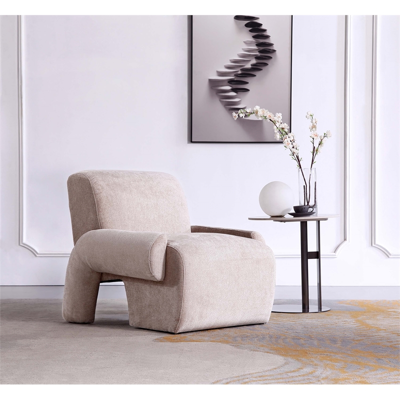 Manhattan Comfort Verandah Accent Chair with Solid Wood Frame in Beige